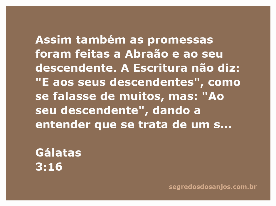 Ilustração de Gálatas 3:16 destacando a promessa a Abraão e seu descendente, Cristo.