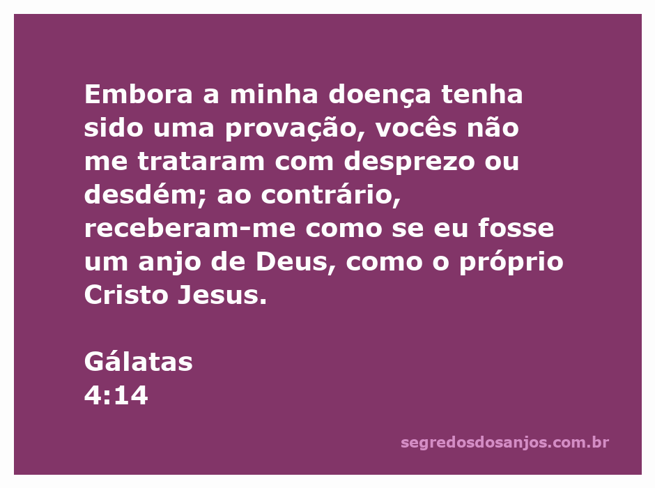Imagem representativa de Gálatas 4:14, destacando a recepção calorosa de Paulo pelos gálatas apesar de sua enfermidade.