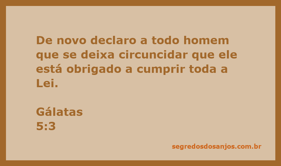 Versículo de Gálatas 5:3 destacando a obrigação de cumprir toda a Lei após a circuncisão.