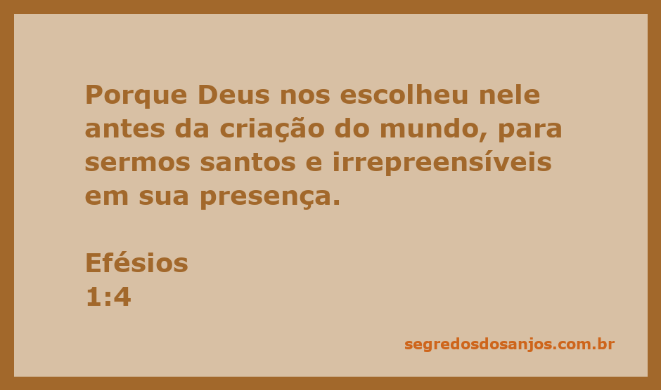 Imagem representando a escolha divina de Deus antes da criação do mundo, simbolizando santidade e irrepreensibilidade.