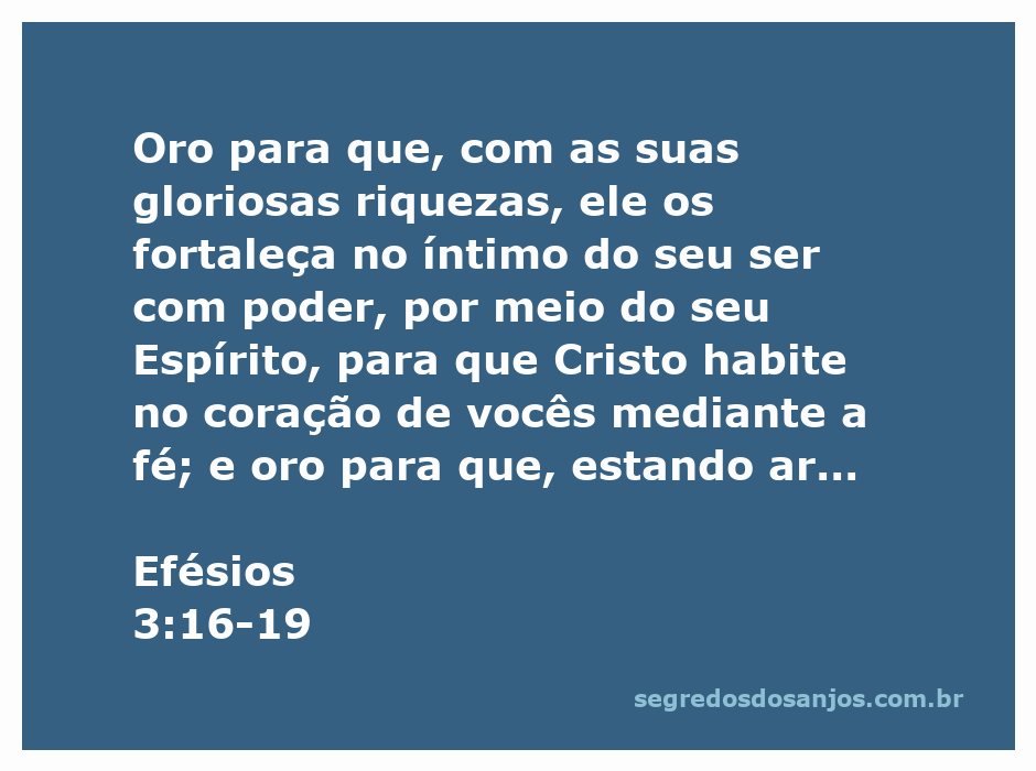 Versículo bíblico Efésios 3:16-19 destacando a importância do amor de Cristo e a plenitude de Deus.