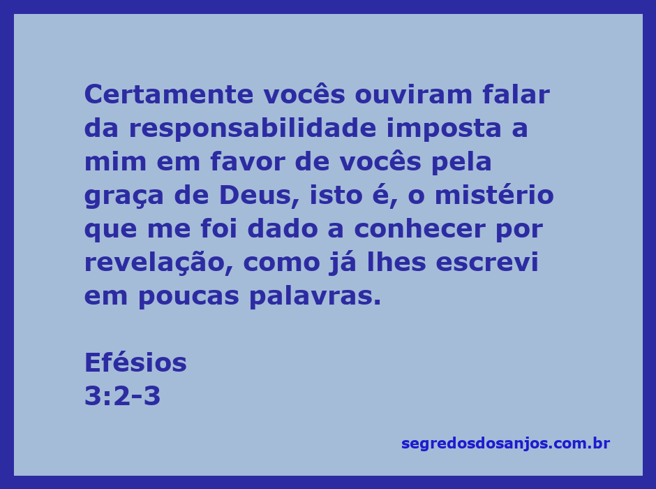 Imagem ilustrativa representando Efésios 3:2-3, enfatizando a responsabilidade e o mistério da graça de Deus.