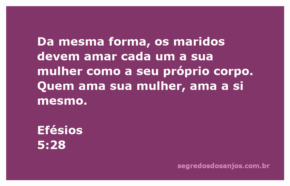Maridos amando suas esposas como a si mesmos, inspirado em Efésios 5:28.