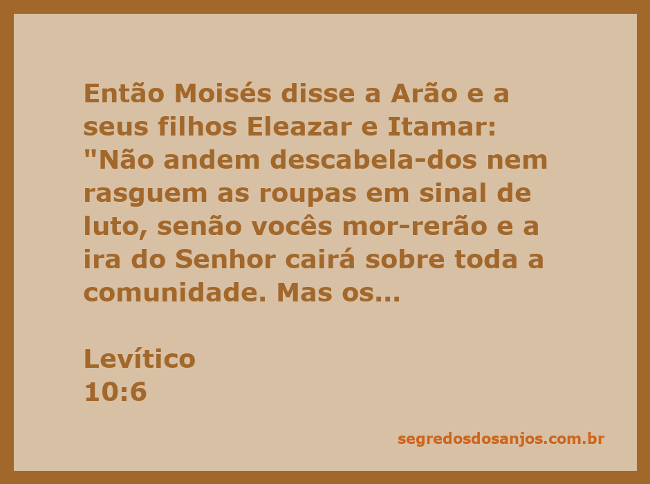 Moisés instruindo Arão e seus filhos sobre a conduta após a morte de Nadabe e Abiú.