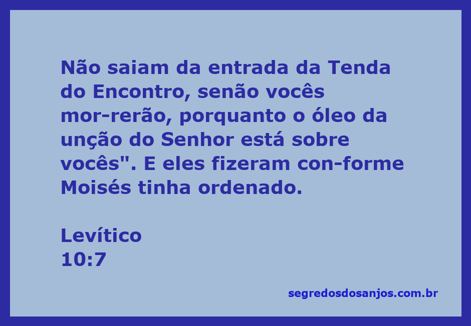Os sacerdotes permanecem na entrada da Tenda do Encontro, seguindo a instrução de Moisés.