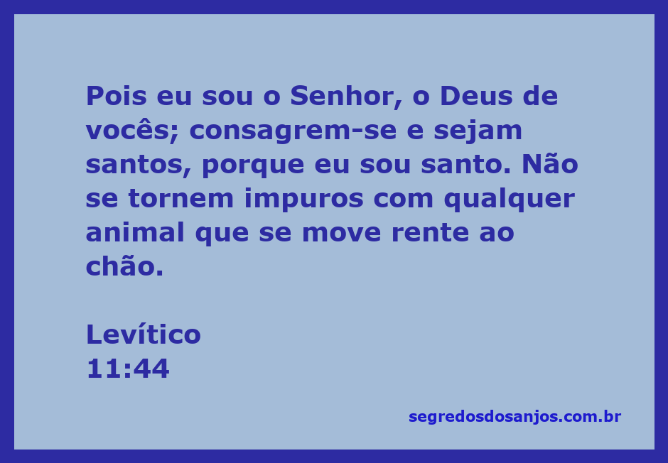 Imagem representativa de Levítico 11:44 com uma ilustração de animais e a palavra 'santo'.