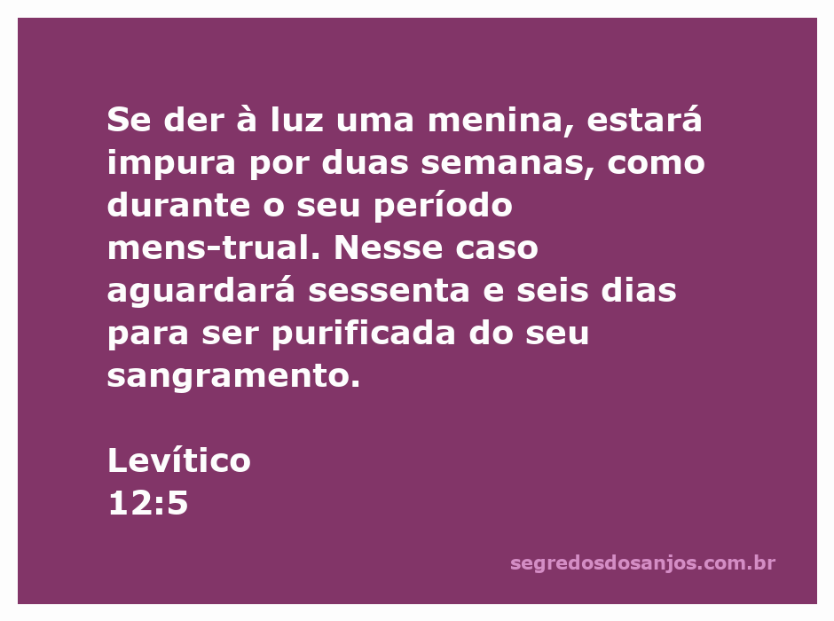 Ilustração do versículo Levítico 12:5, que aborda a impureza após o parto de uma menina.