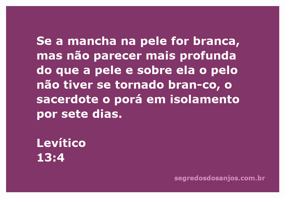 Ilustração de um sacerdote avaliando uma mancha branca na pele de uma pessoa, simbolizando o processo de isolamento descrito em Levítico 13:4.