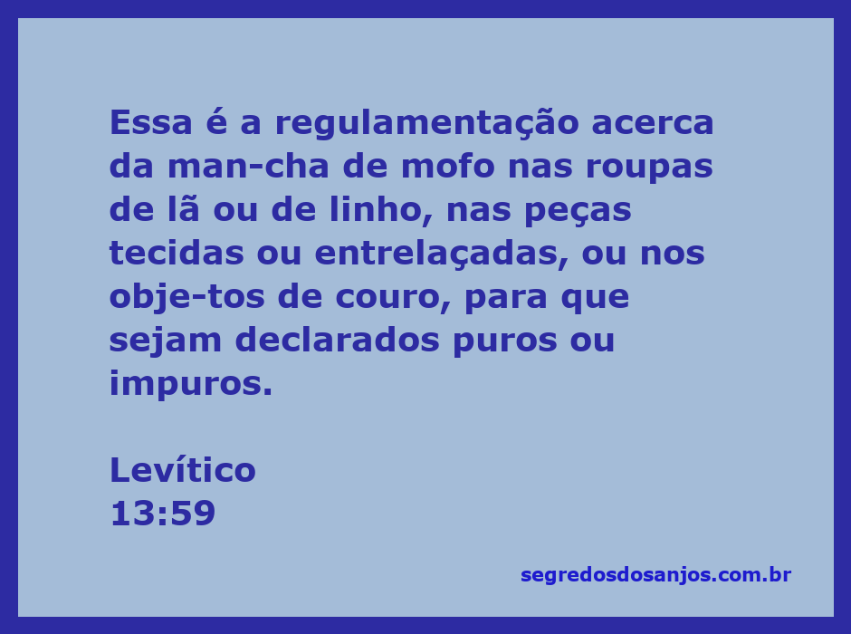 Imagem ilustrativa de roupas com manchas de mofo, representando a regulamentação de Levítico 13:59.