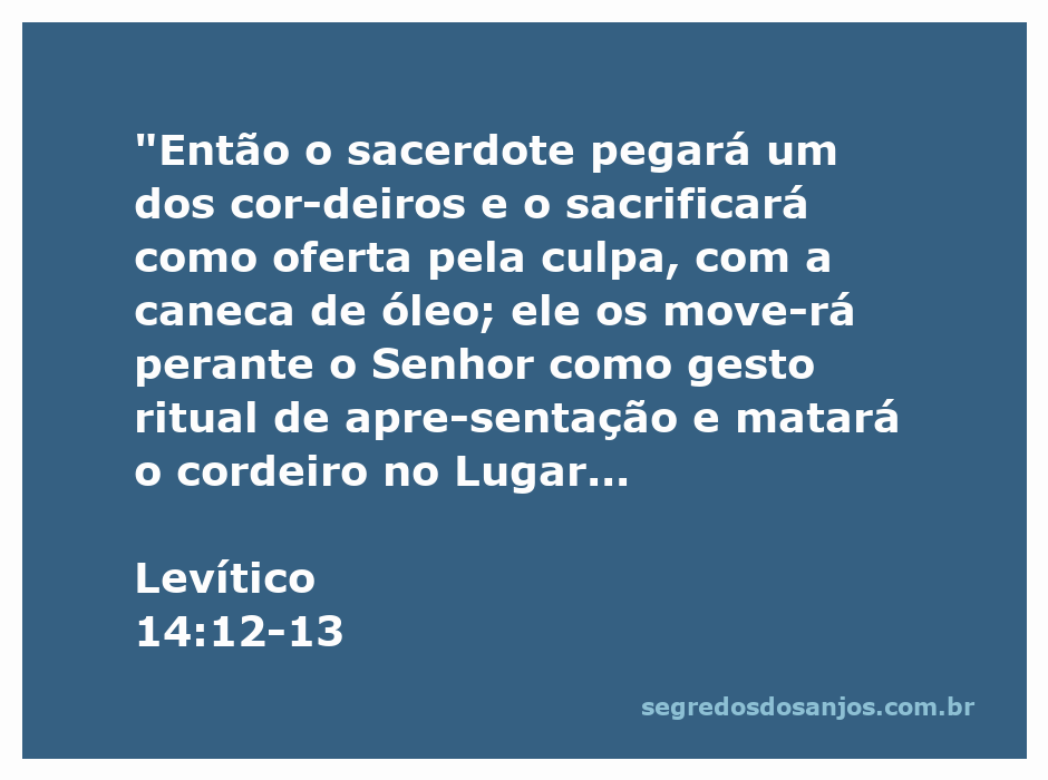 Cordeiro sendo sacrificado pelo sacerdote no altar, simbolizando a oferta pela culpa conforme Levítico 14:12-13.