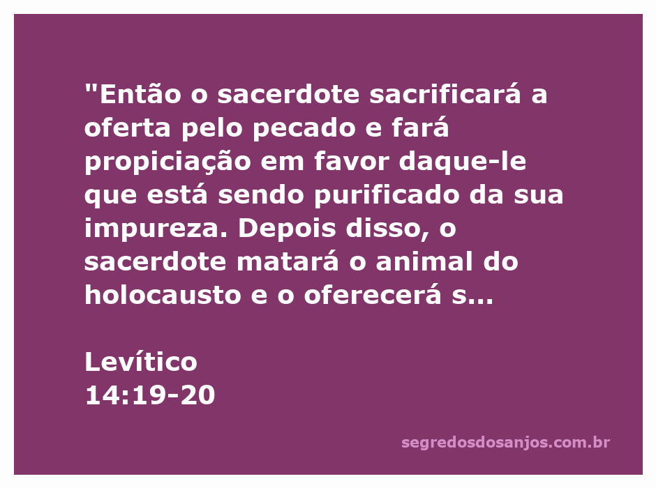 Sacrifício e purificação descritos em Levítico 14:19-20