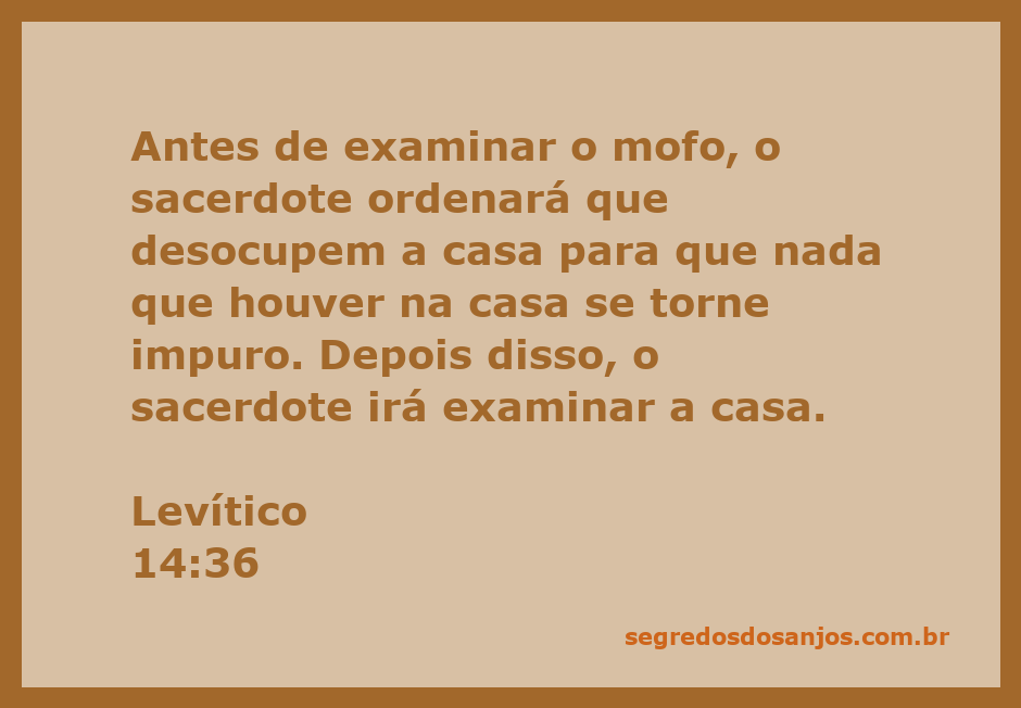 Imagem de um sacerdote examinando uma casa em busca de mofo, conforme a passagem de Levítico 14:36.