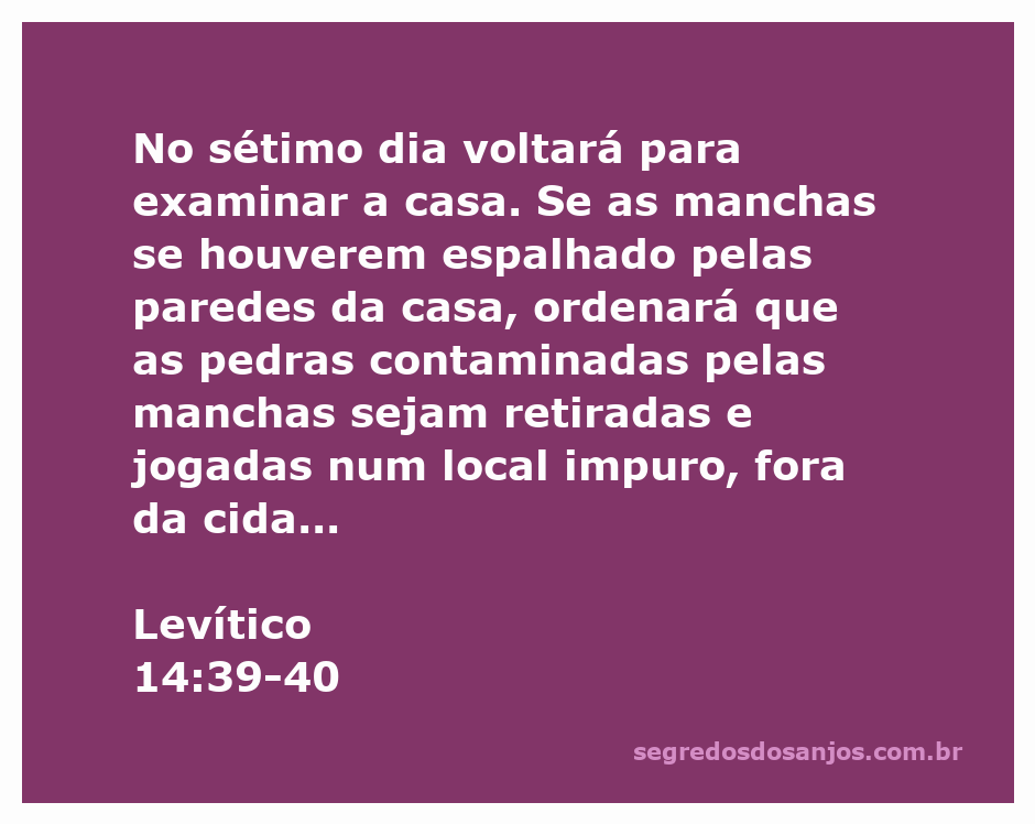 Exame de uma casa para manchas de contaminação, conforme descrito em Levítico 14:39-40.