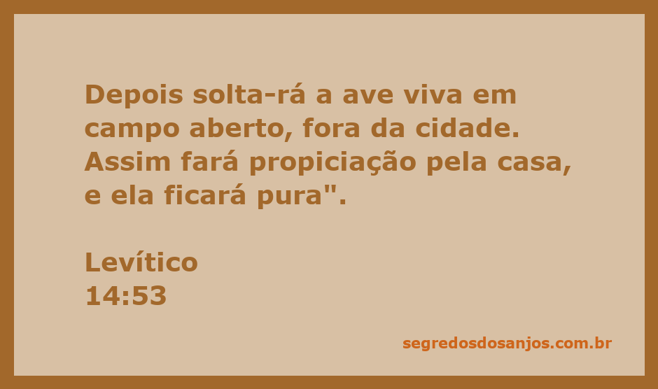 A imagem ilustra a prática descrita em Levítico 14:53, onde uma ave viva é solta em um campo aberto, simbolizando a purificação de uma casa.