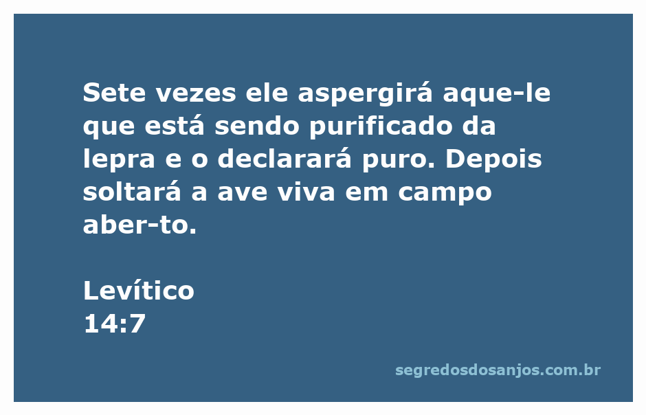 Ilustração do ritual de purificação da lepra descrito em Levítico 14:7, mostrando a ave viva sendo solta em um campo aberto.