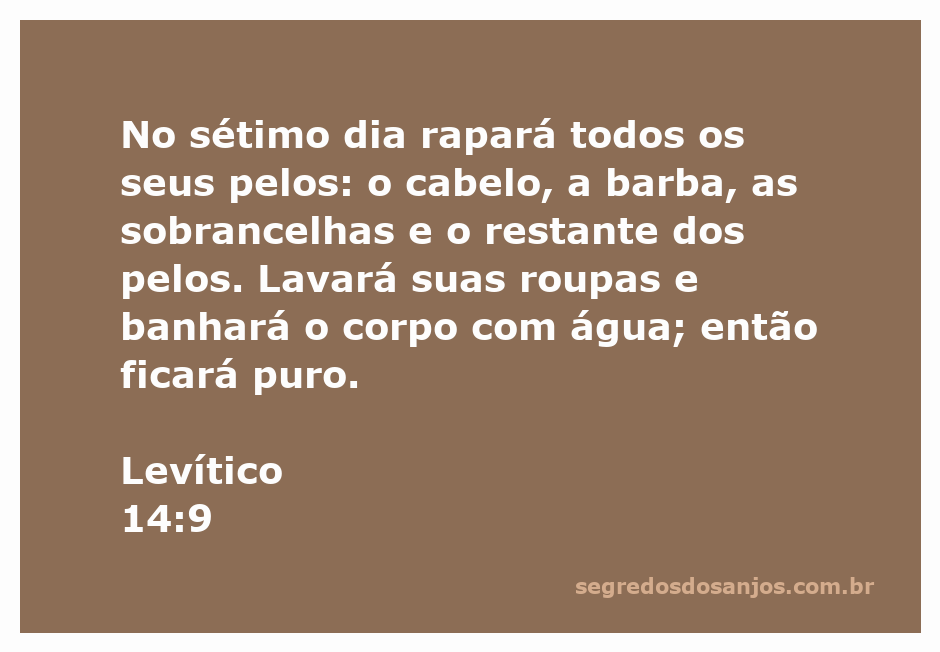 Ilustração de um ritual de purificação com ênfase na remoção de pelos e banhos, inspirado em Levítico 14:9.