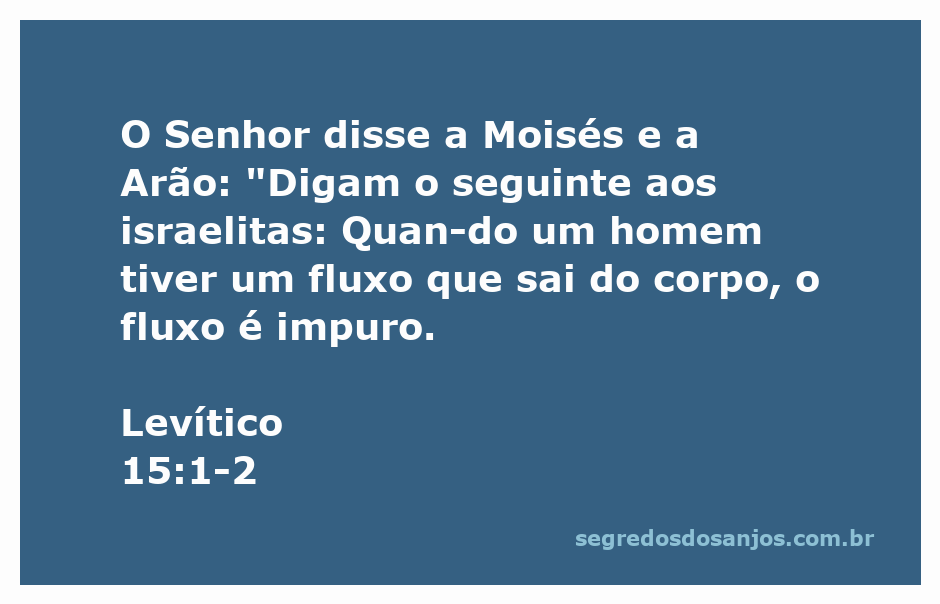 Ilustração de Moisés e Arão comunicando uma mensagem divina aos israelitas sobre a impureza do fluxo corporal.