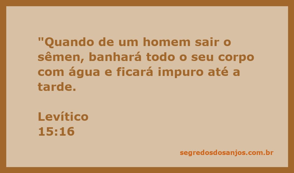 Ilustração de Levítico 15:16, mostrando a purificação após a emissão do sêmen.