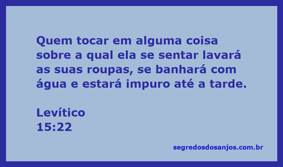 Ilustração do versículo Levítico 15:22 sobre purificação e impureza.