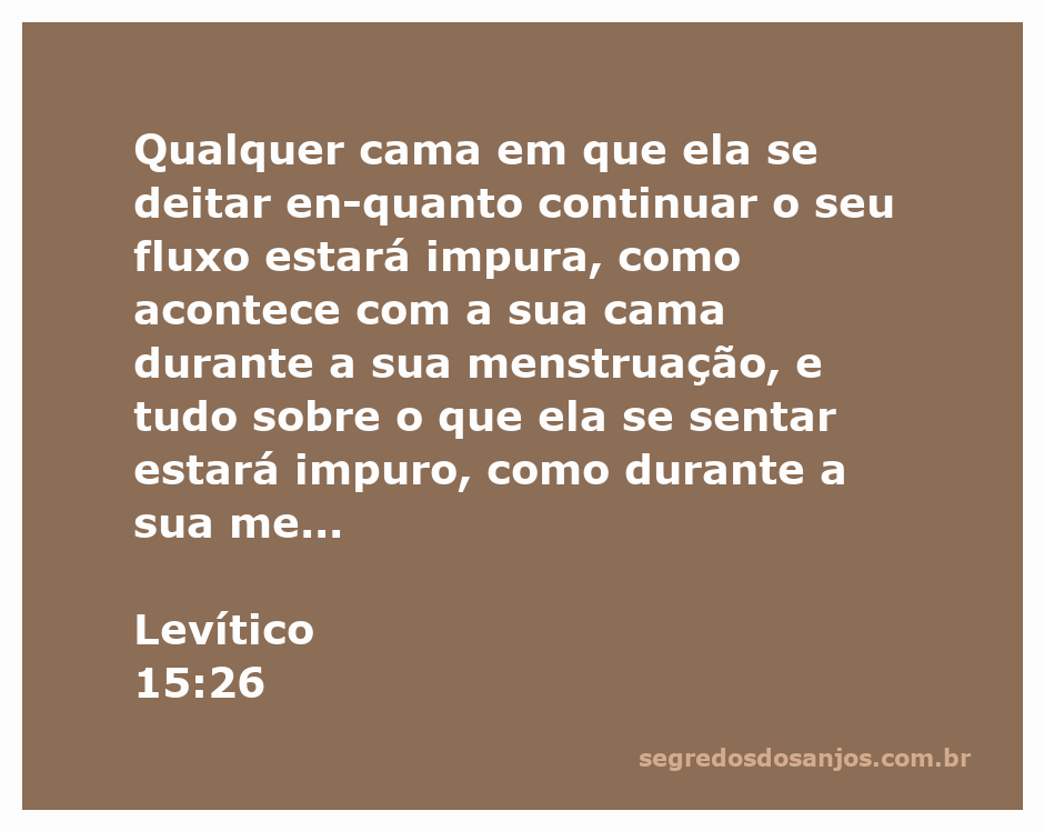 Ilustração de Levítico 15:26 destacando a impureza relacionada ao fluxo menstrual.