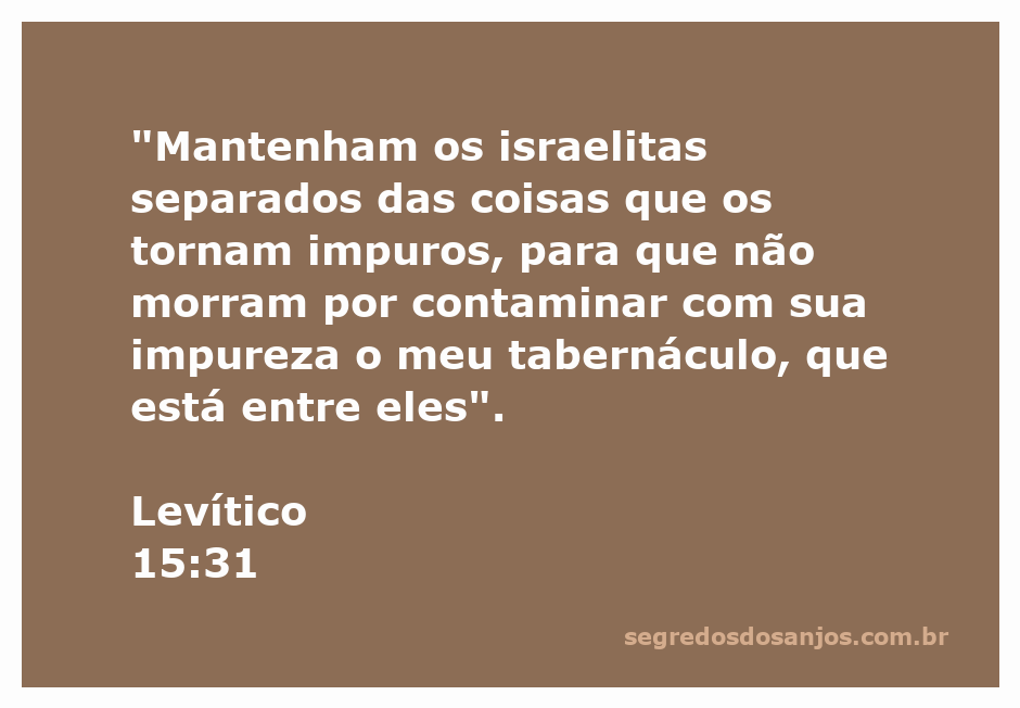 Imagem de um grupo de israelitas seguindo as instruções de pureza de Levítico 15:31.