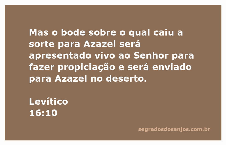 Bode sendo apresentado ao Senhor, simbolizando a propiciação no deserto conforme Levítico 16:10.