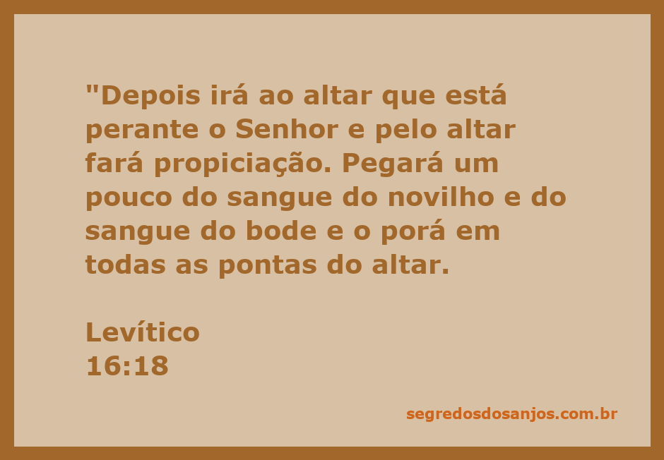 Sacerdote fazendo propiciação no altar com sangue do novilho e do bode.