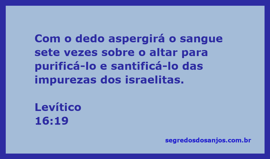 Representação do ritual de purificação do altar com o sangue, conforme Levítico 16:19.