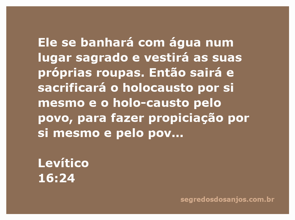 Sacerdote se banhando em água sagrada antes de realizar sacrifício em Levítico 16:24