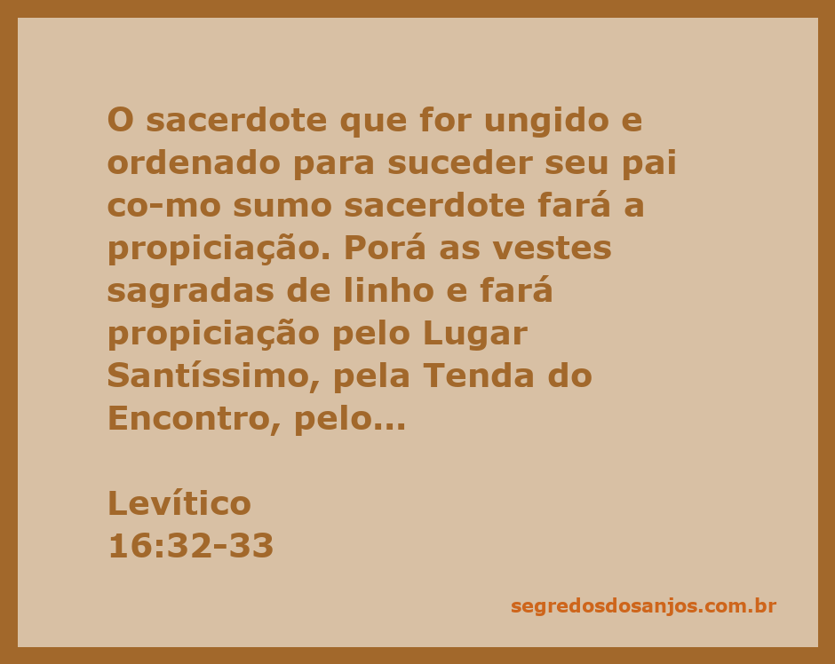 Representação do sumo sacerdote realizando a propiciação no Lugar Santíssimo conforme Levítico 16:32-33.
