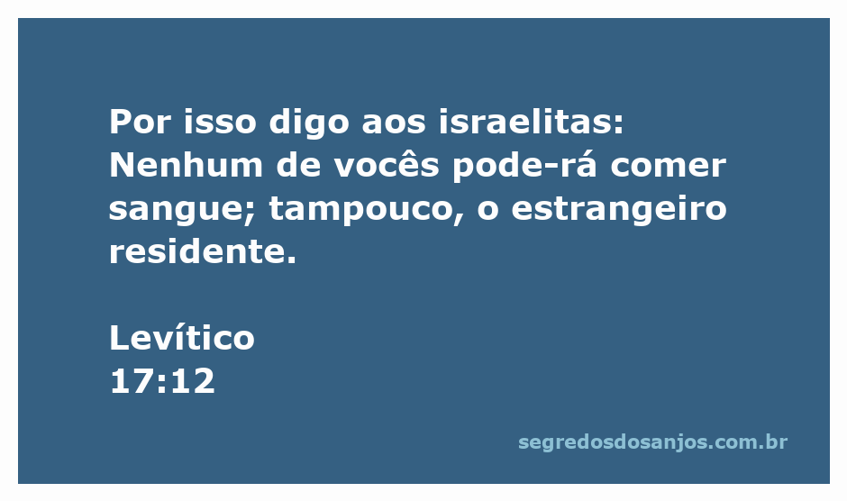 Ilustração do versículo Levítico 17:12, que proíbe o consumo de sangue entre os israelitas.