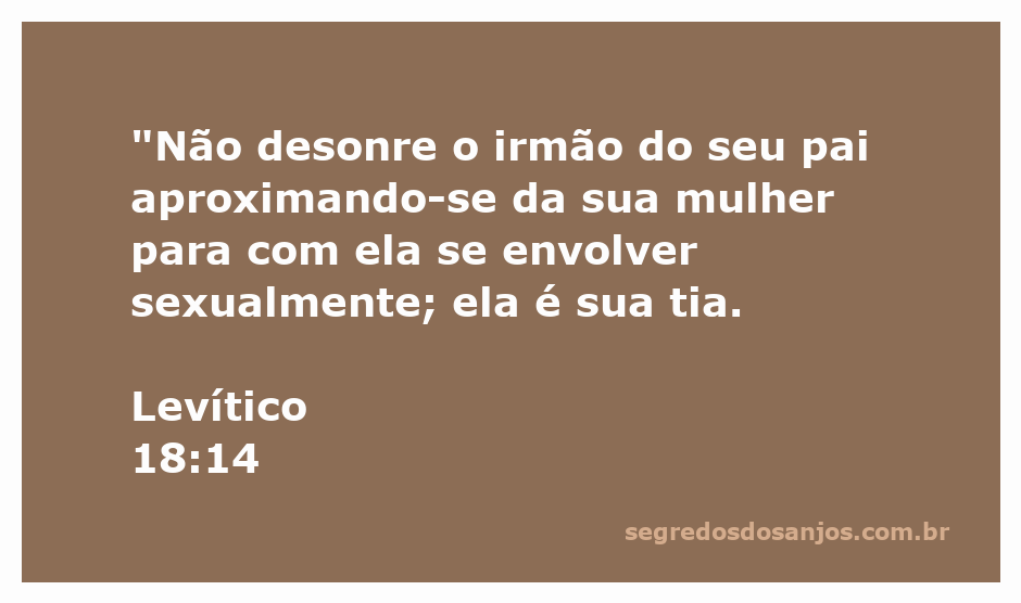 Imagem ilustrativa sobre a passagem de Levítico 18:14, que discute a proibição de relações incestuosas.
