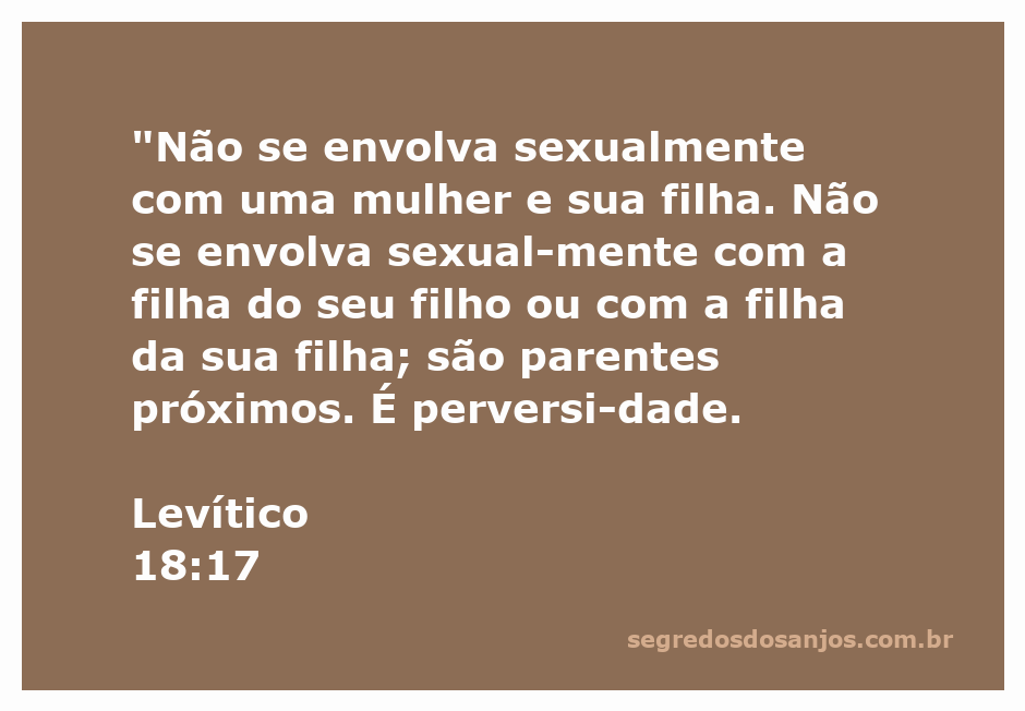 Ilustração de Levítico 18:17, destacando a proibição de relações sexuais com familiares próximos.