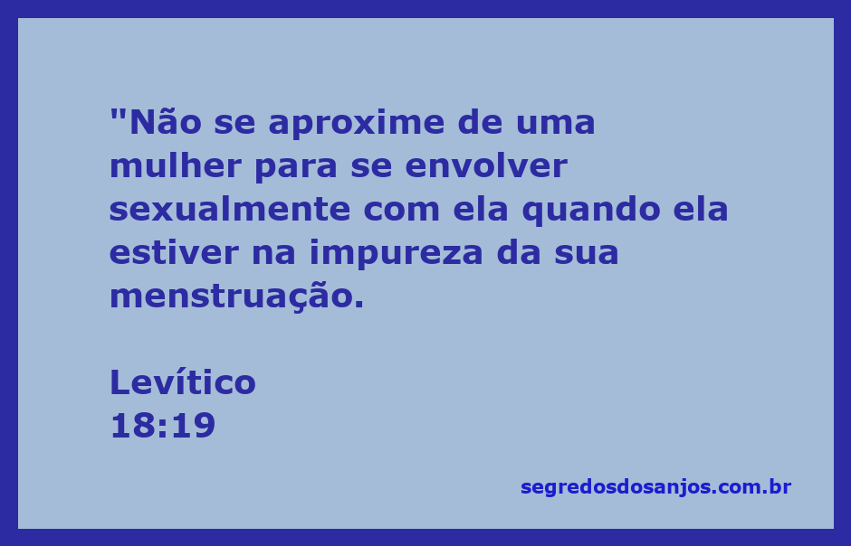Ilustração de Levítico 18:19 abordando normas de pureza sexual na Bíblia.
