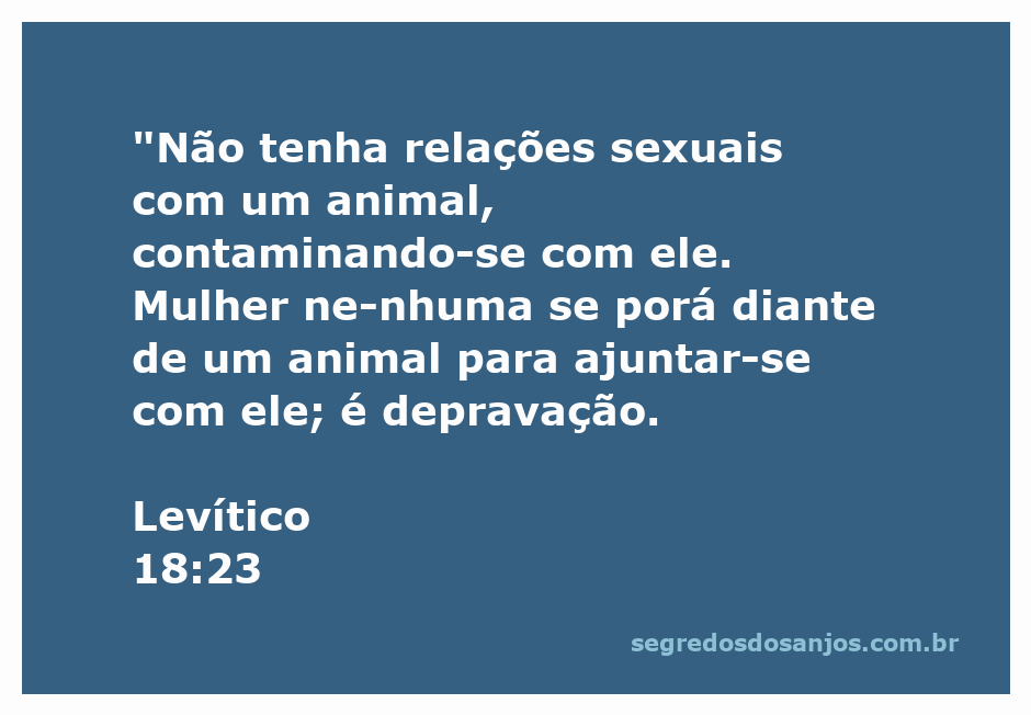 Ilustração que representa a proibição de relações sexuais entre humanos e animais conforme Levítico 18:23.