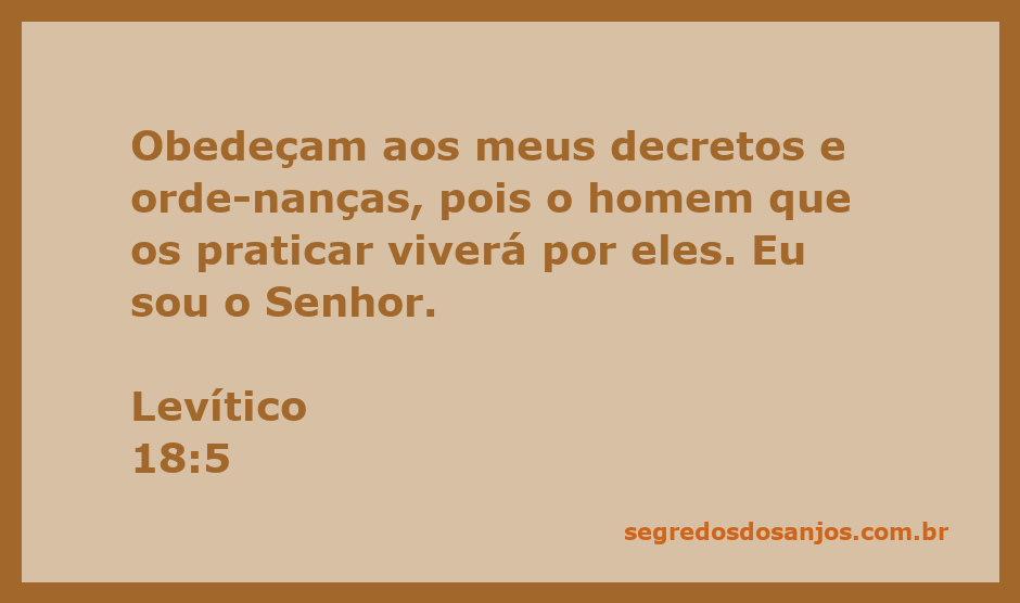 Versículo bíblico de Levítico 18:5 destacando a importância da obediência às leis de Deus.
