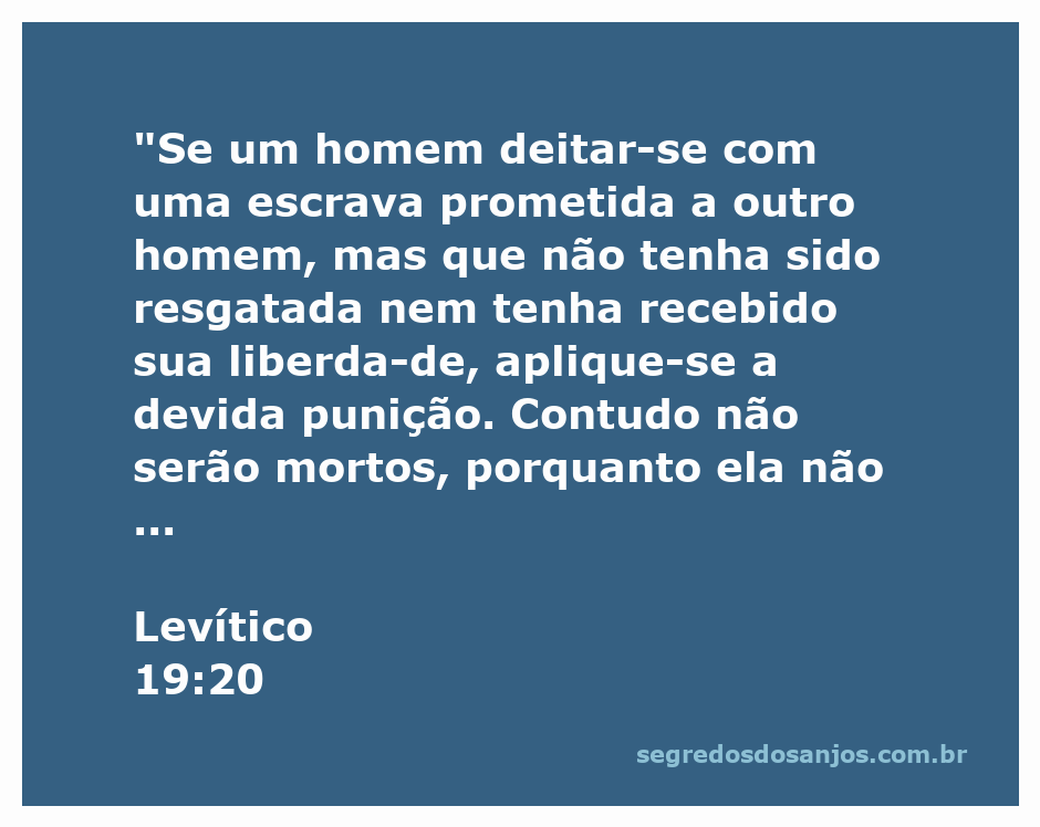 Ilustração de Levítico 19:20, abordando a questão da escravidão e promessas na Bíblia.
