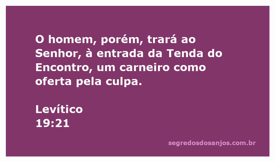Homem trazendo um carneiro como oferta na Tenda do Encontro conforme Levítico 19:21.