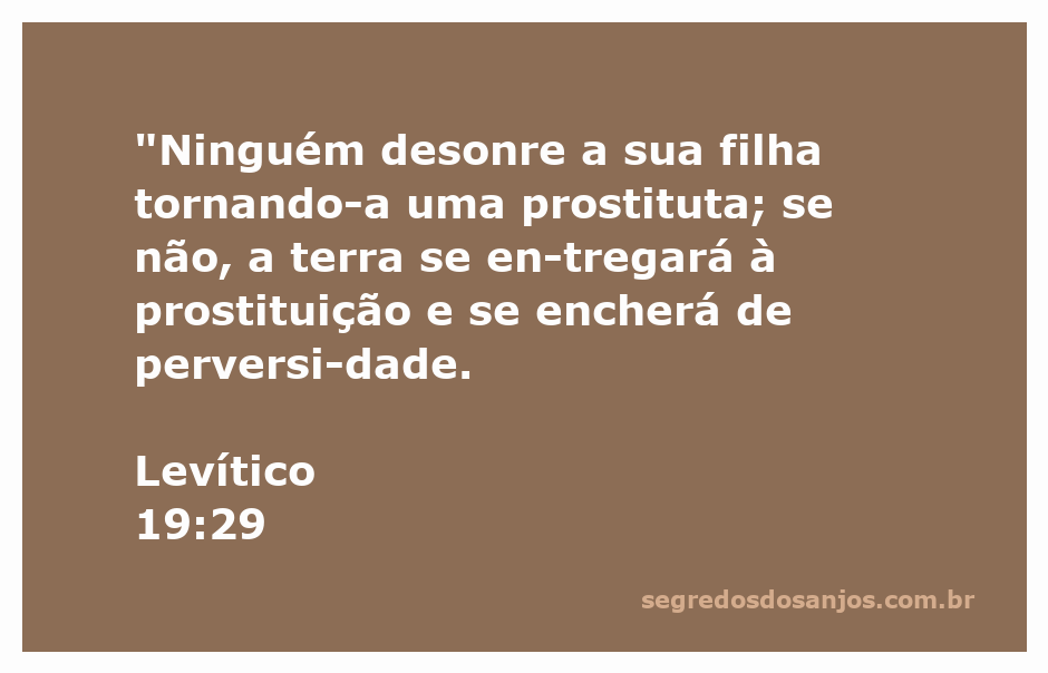 Imagem representativa do versículo Levítico 19:29, enfatizando a importância da proteção das filhas contra a prostituição.