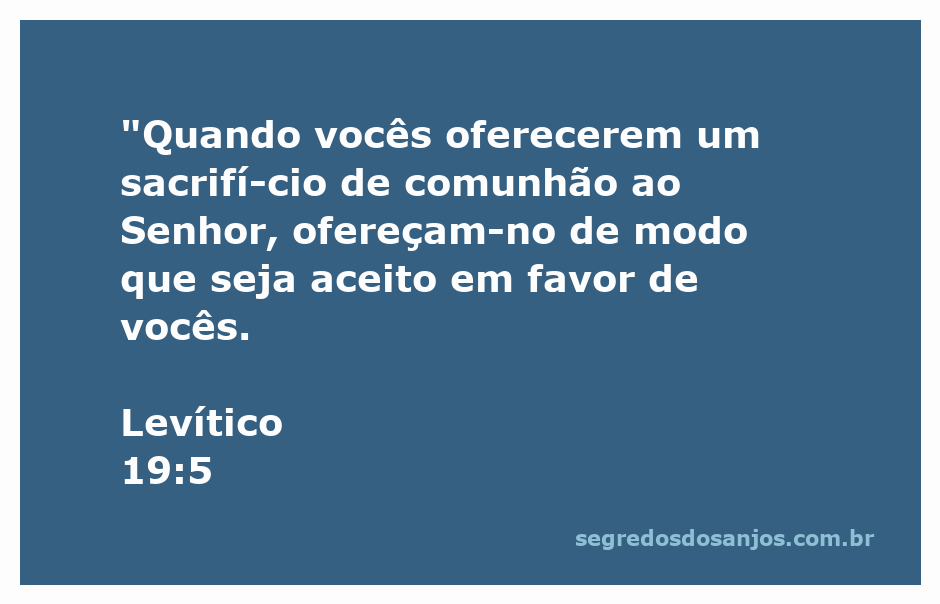 Sacrifício de comunhão representando a oferta ao Senhor segundo Levítico 19:5.