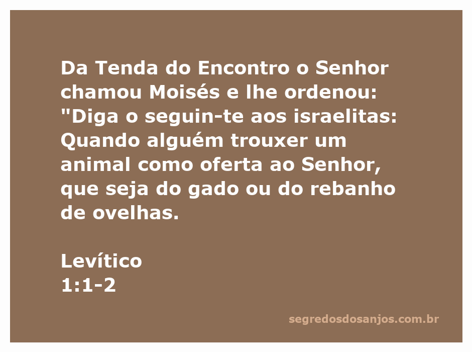 Moisés recebendo instruções do Senhor sobre ofertas de animais na Tenda do Encontro.