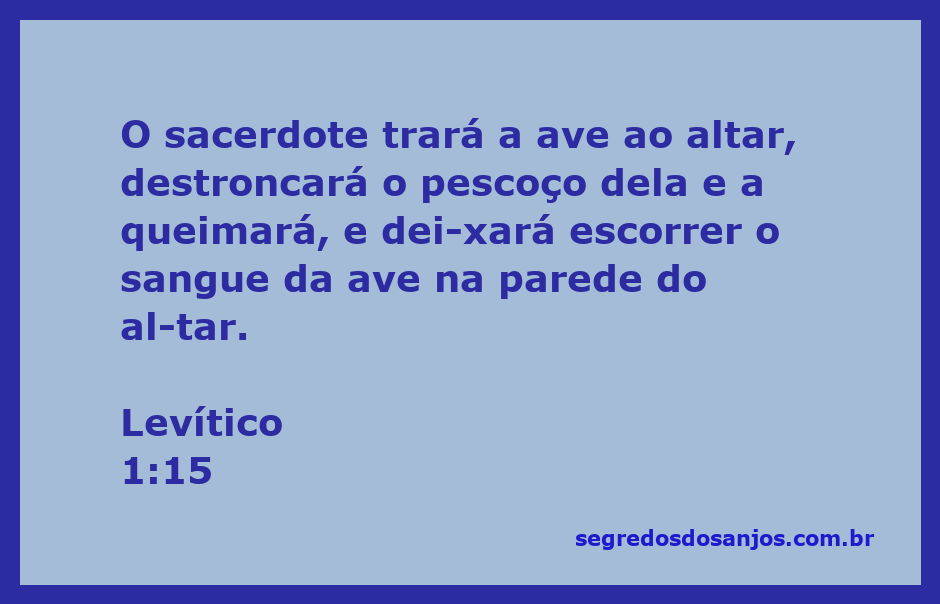 Sacerdote realizando o ritual de sacrifício de uma ave conforme descrito em Levítico 1:15.
