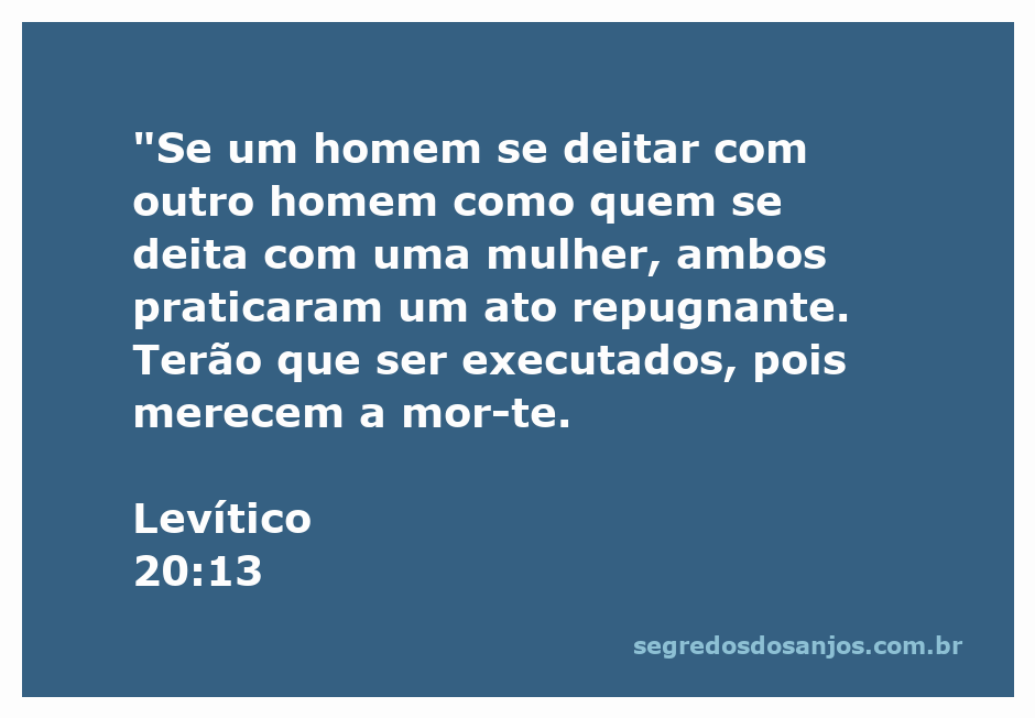 Ilustração de Levítico 20:13, destacando a seriedade da mensagem bíblica sobre a homossexualidade.