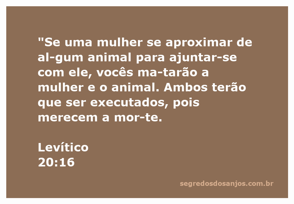 Ilustração da condenação de relações impróprias entre humanos e animais conforme Levítico 20:16.