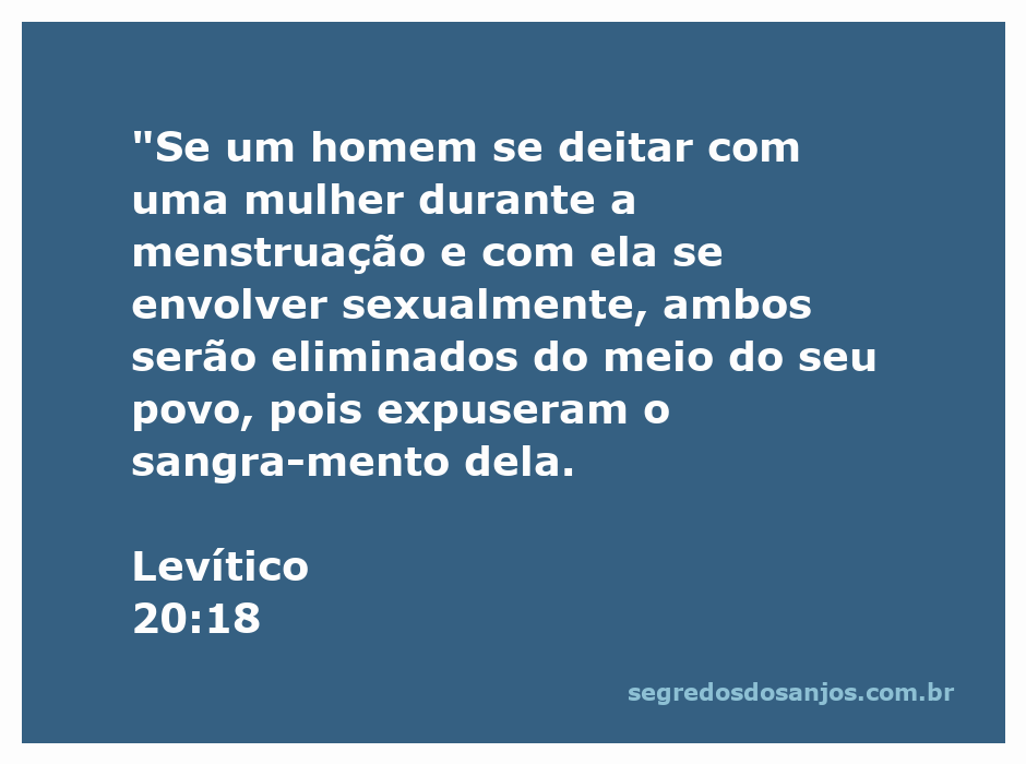 Ilustração representando a passagem de Levítico 20:18 sobre as leis relacionadas ao período menstrual.