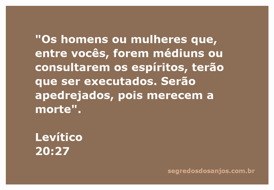 Ilustração representando a advertência de Levítico 20:27 sobre médiuns e consultores de espíritos.