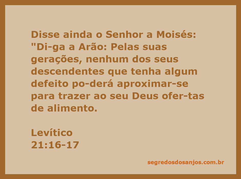 Imagem representativa sobre a passagem de Levítico 21:16-17, destacando a importância da pureza e integridade na oferta a Deus.
