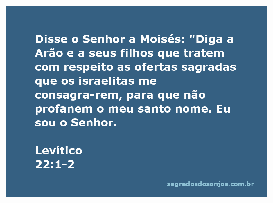 Moisés instruindo Arão e seus filhos sobre o respeito às ofertas sagradas conforme Levítico 22:1-2