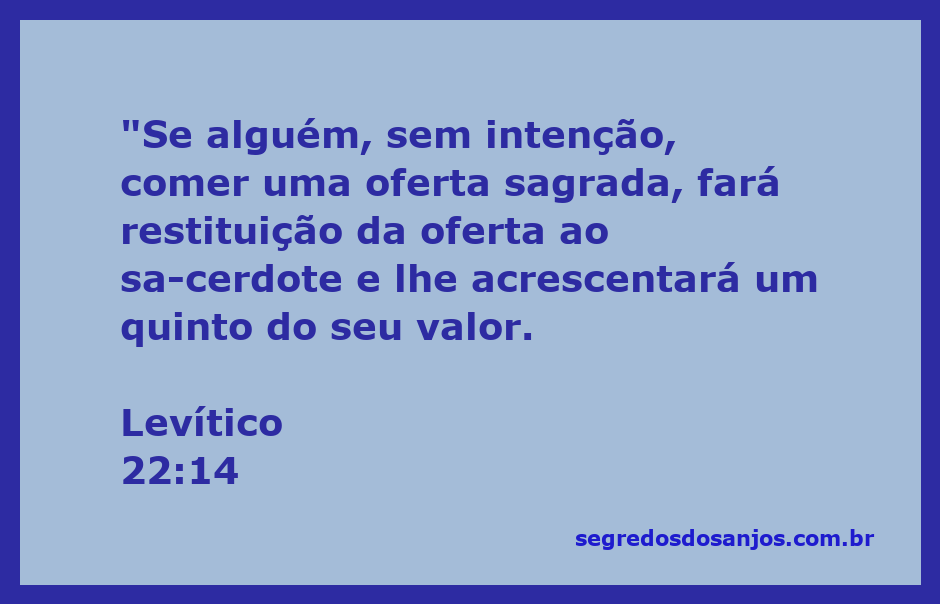 Ilustração de Levítico 22:14, mostrando a restituição de uma oferta sagrada ao sacerdote.