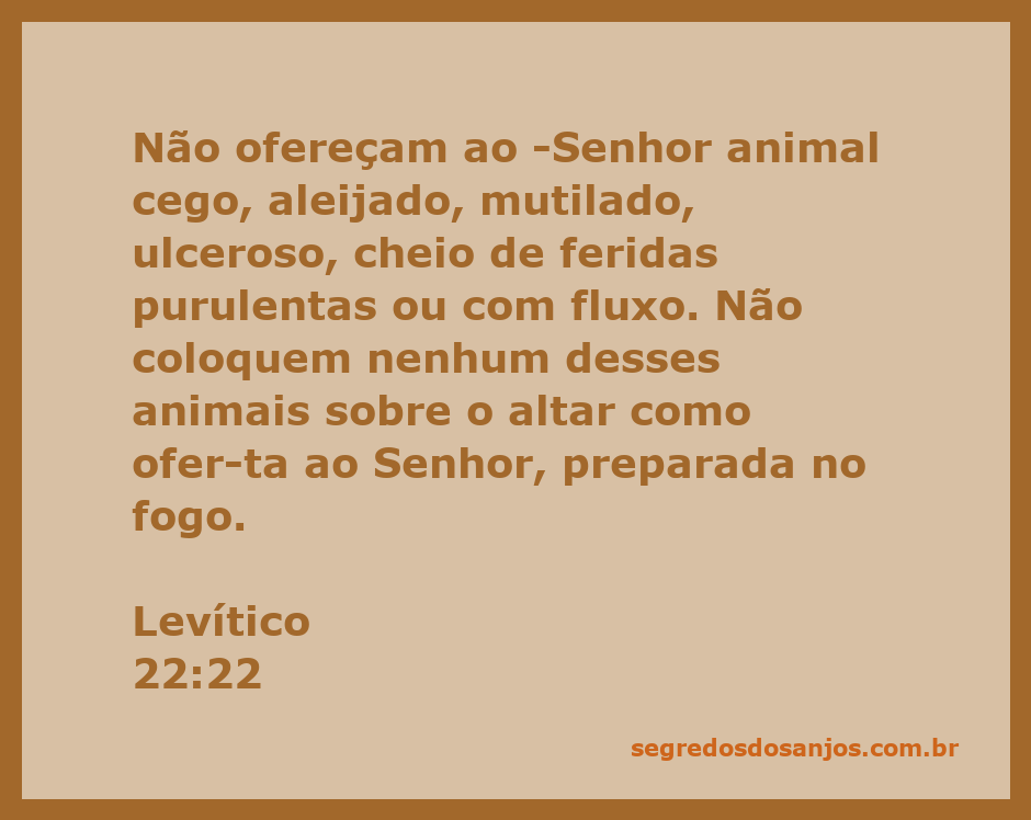 Imagem de um altar com animais, destacando a instrução de não oferecer animais imperfeitos ao Senhor.